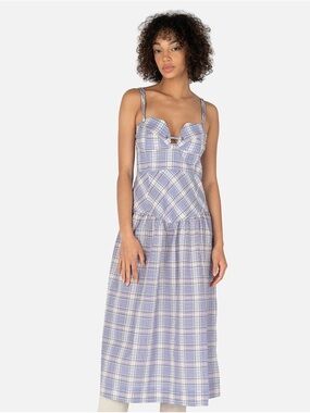 Ganni Organic cotton Plaid seersucker dress Like New tried once!Sundress GWP